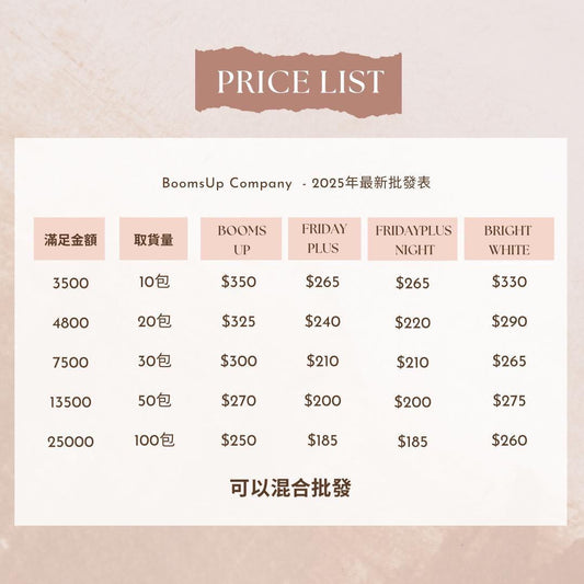 限定 混合批發表